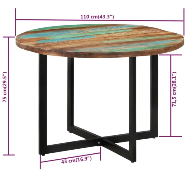Dining Table Multicolor Solid reclaimed wood Medium Sleek - Image 6