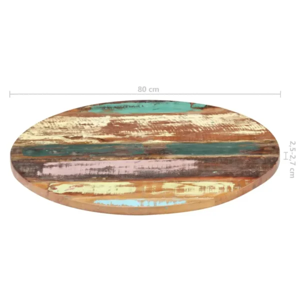 vidaXL Table Top Multicolour Solid reclaimed wood 31.5 in Diameter - Image 6