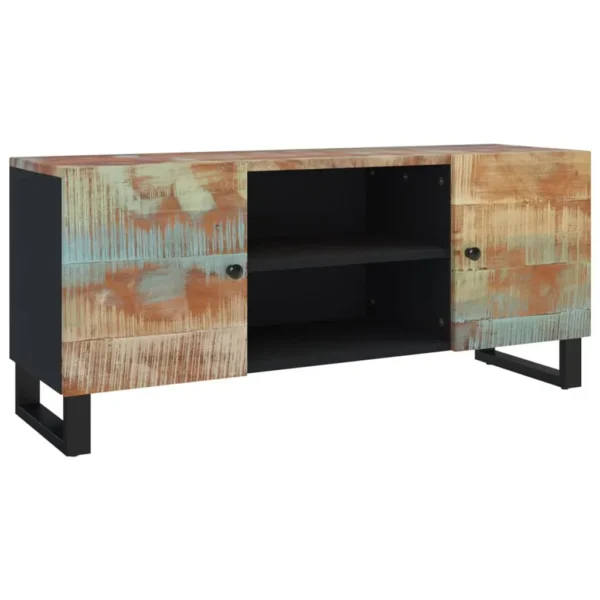  TV Cabinet Multicolor Solid reclaimed wood, engineered wood, iron - Image 2