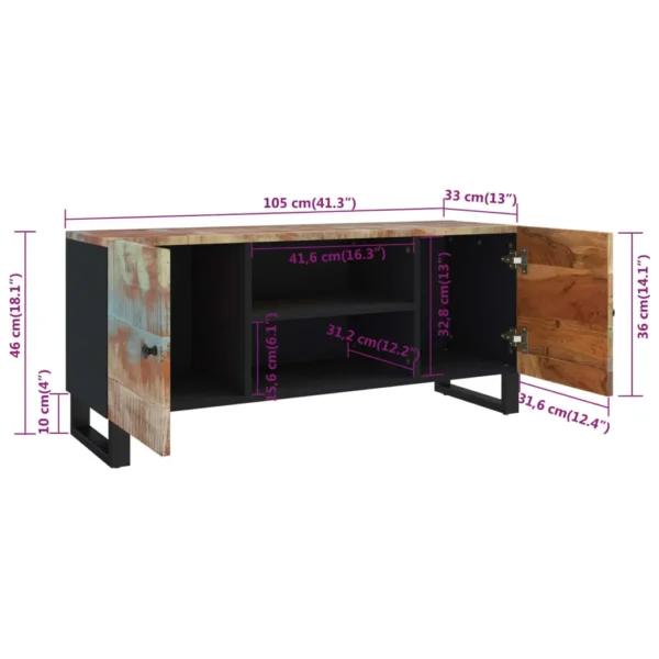  TV Cabinet Multicolor Solid reclaimed wood, engineered wood, iron - Image 9