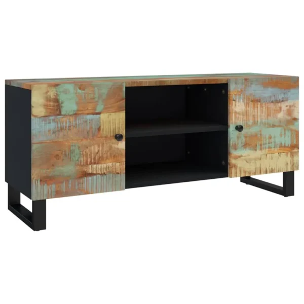  TV Cabinet Multicolor Solid reclaimed wood, engineered wood, iron - Image 11