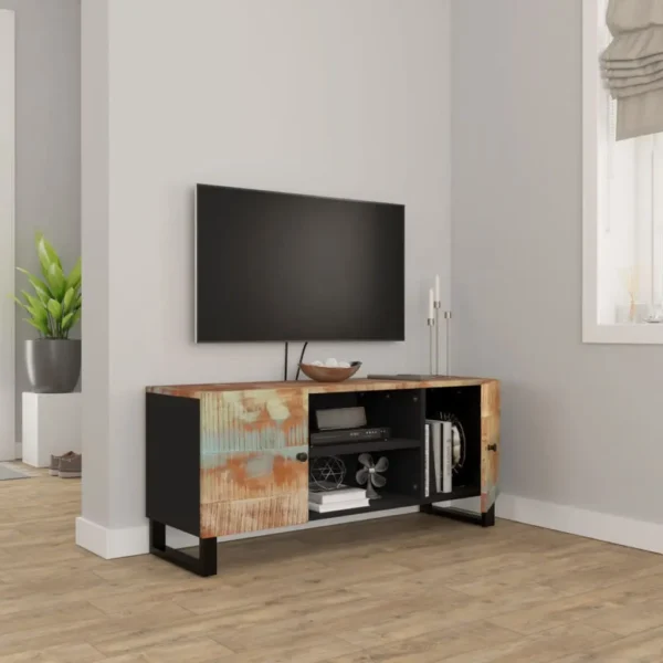  TV Cabinet Multicolor Solid reclaimed wood, engineered wood, iron - Image 12