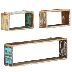 Wall Cube Shelf Multicolor Solid reclaimed wood Small and large