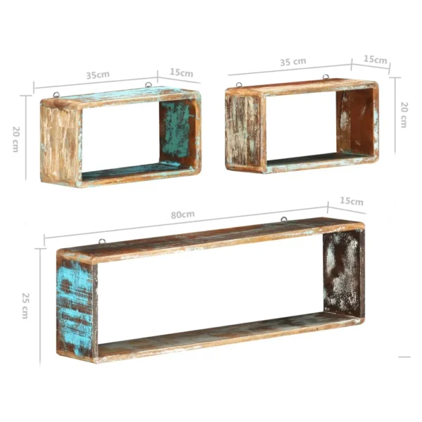 Wall Cube Shelf Multicolor Solid reclaimed wood Small and large - Image 5