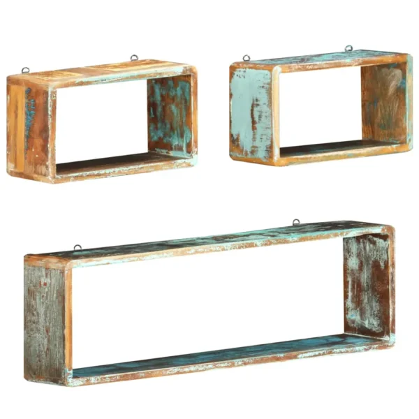 Wall Cube Shelf Multicolor Solid reclaimed wood Small and large - Image 6