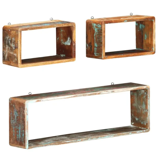 Wall Cube Shelf Multicolor Solid reclaimed wood Small and large - Image 7