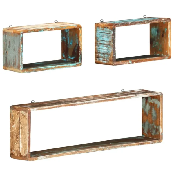 Wall Cube Shelf Multicolor Solid reclaimed wood Small and large - Image 8