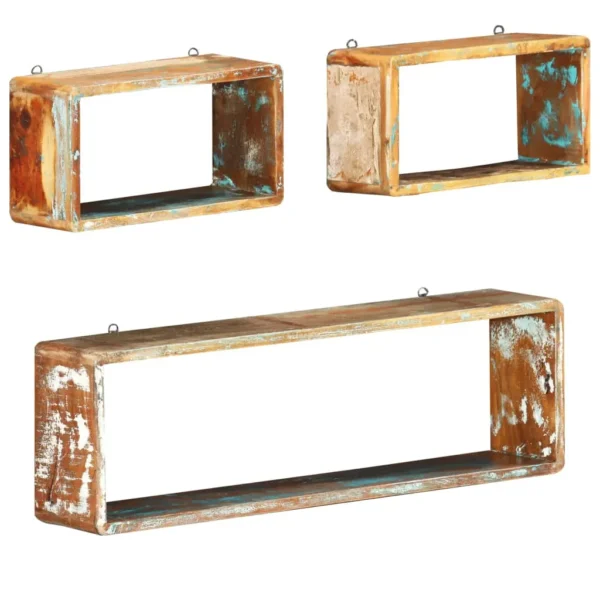 Wall Cube Shelf Multicolor Solid reclaimed wood Small and large - Image 9