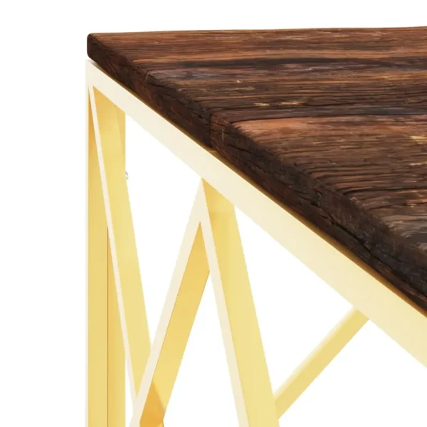 vidaXL Coffee Table Gold, Multicolor Stainless steel, Solid reclaimed wood - Image 5
