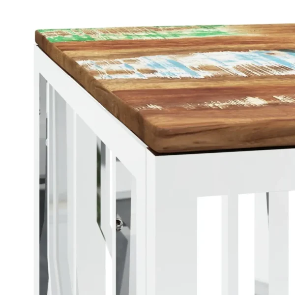 vidaXL Coffee Table Silver, mixed colors Stainless steel, reclaimed wood - Image 5