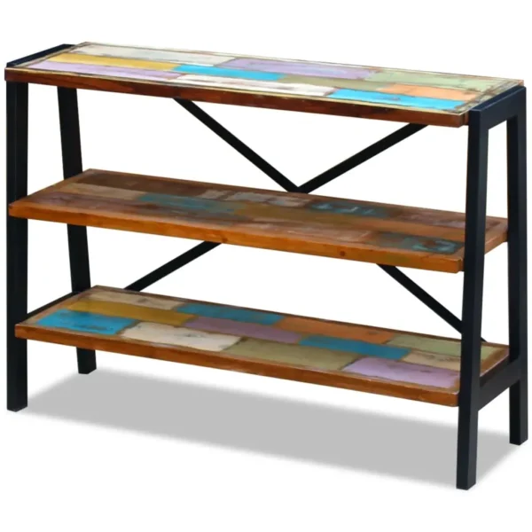  Side Table Multicolor Reclaimed wood and steel Small - Image 8