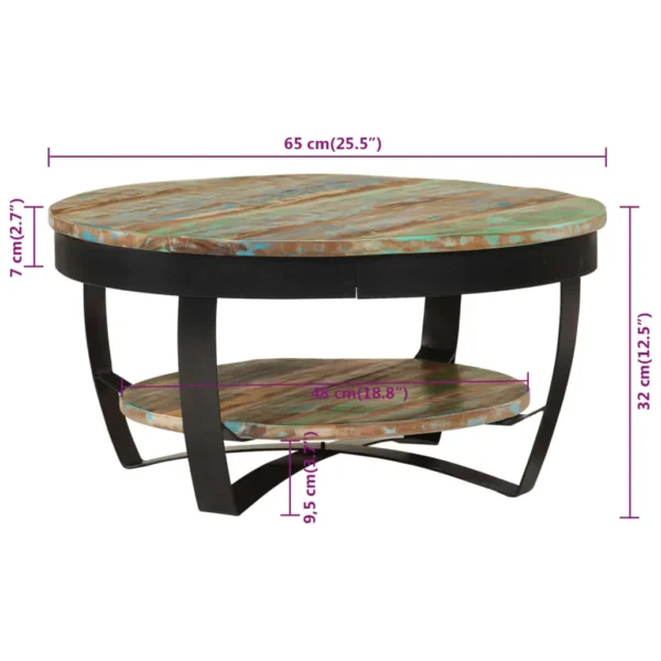 Coffee Table Multicolor Solid reclaimed wood Medium Industrial - Image 20