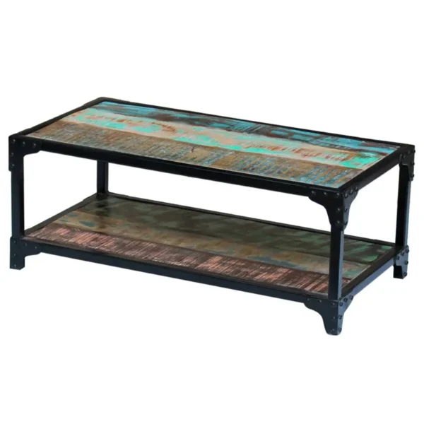 Coffee Table Multicolour Solid reclaimed wood, steel frame - Image 9