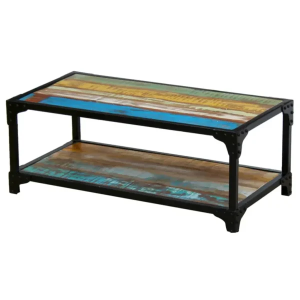 Coffee Table Multicolour Solid reclaimed wood, steel frame - Image 11