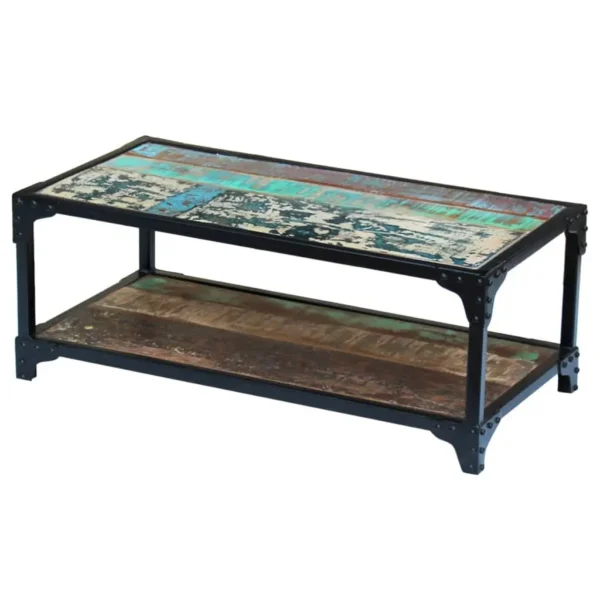 Coffee Table Multicolour Solid reclaimed wood, steel frame - Image 12