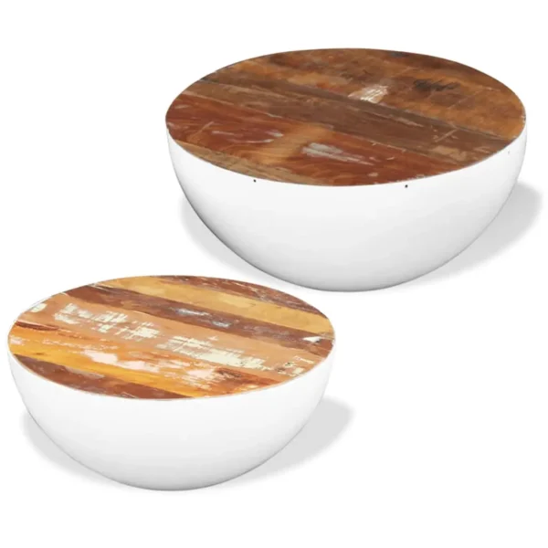 vidaXL Coffee Table Set of 2 Multicolour Reclaimed wood and steel - Image 10