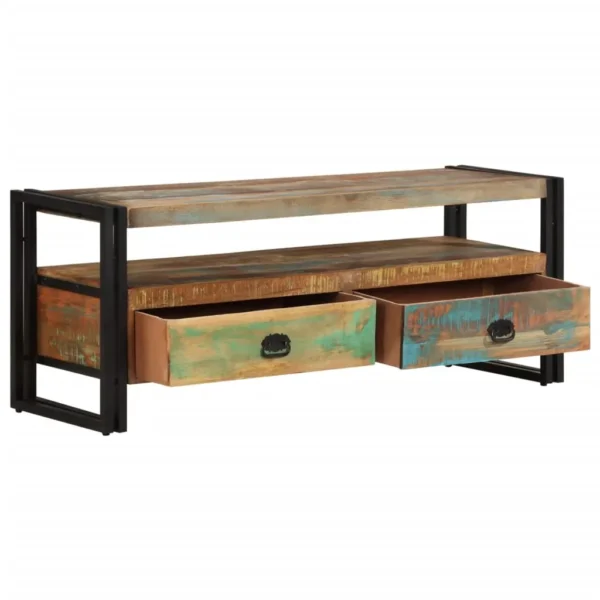 TV Cabinet Multicolor Solid reclaimed wood, Steel Medium - Image 15