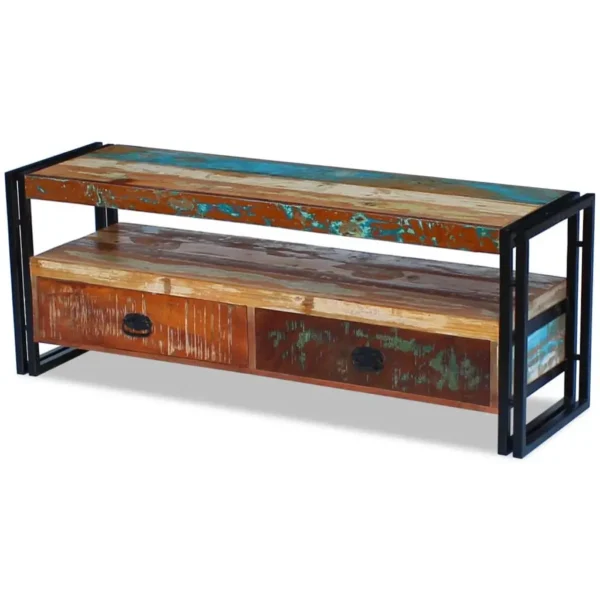 TV Cabinet Multicolor Solid reclaimed wood, Steel Medium - Image 23