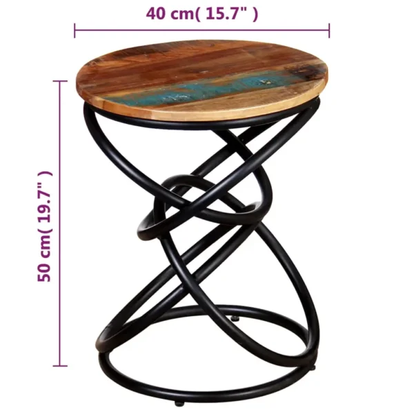 vidaXL End Table Multicolor Solid reclaimed wood top Medium Durable - Image 11