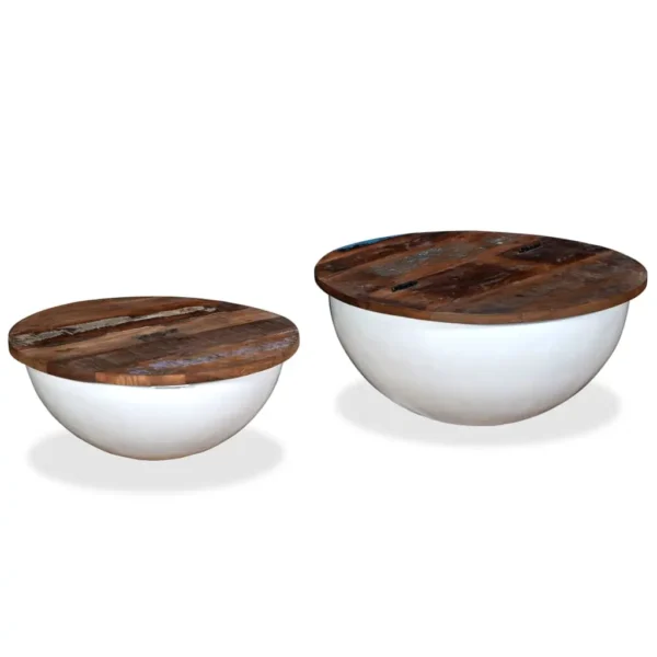 vidaXL Coffee Table Set of 2 Multicolor Solid Reclaimed Wood Small - Image 13