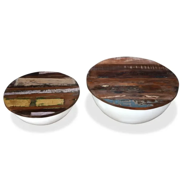 vidaXL Coffee Table Set of 2 Multicolor Solid Reclaimed Wood Small - Image 15