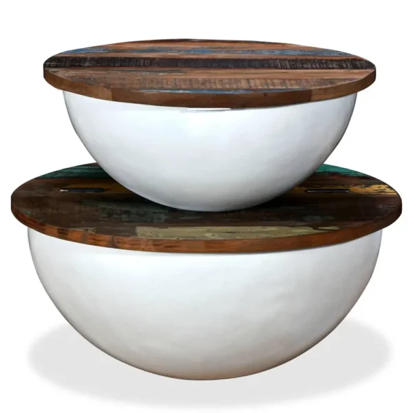 vidaXL Coffee Table Set of 2 Multicolor Solid Reclaimed Wood Small - Image 16