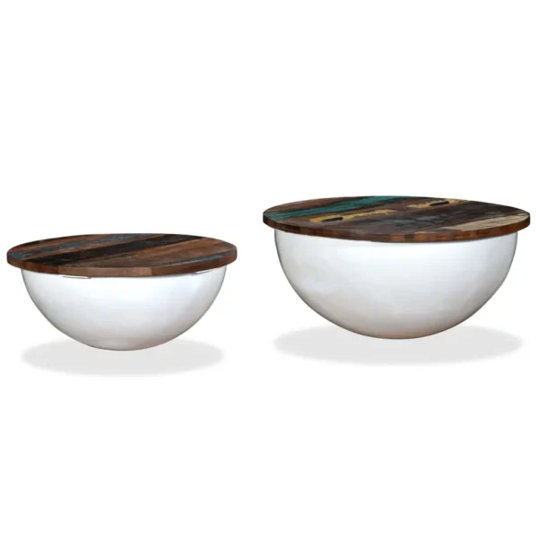 vidaXL Coffee Table Set of 2 Multicolor Solid Reclaimed Wood Small - Image 21
