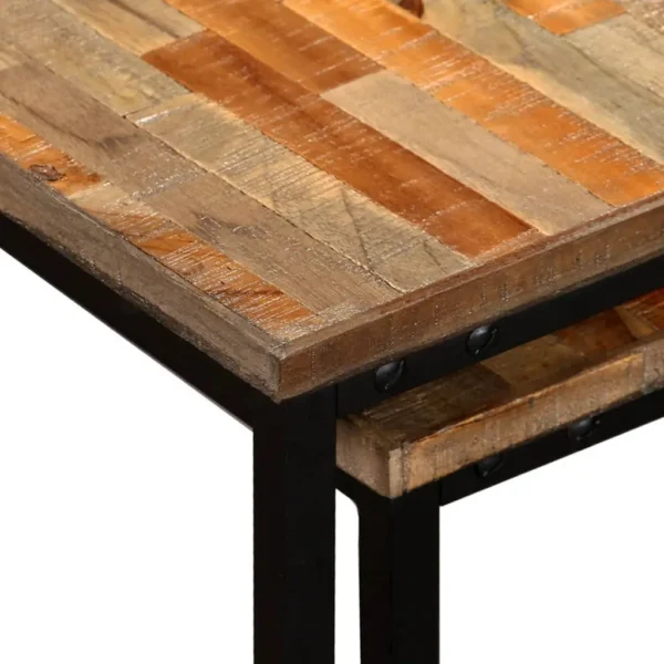 vidaXL Coffee Table Set of 2 Brown Reclaimed teak Large & Small - Image 17
