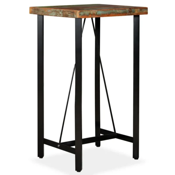 Bar Table Multicolored with black legs Reclaimed wood and steel - Image 16