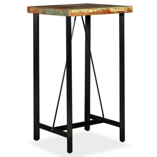 Bar Table Multicolored with black legs Reclaimed wood and steel - Image 17
