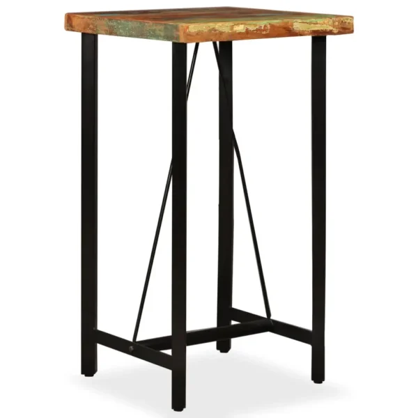 Bar Table Multicolored with black legs Reclaimed wood and steel - Image 18