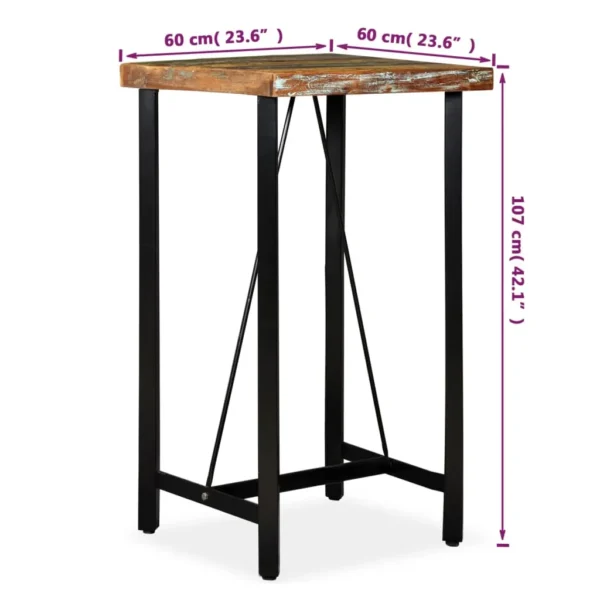 Bar Table Multicolored with black legs Reclaimed wood and steel - Image 19