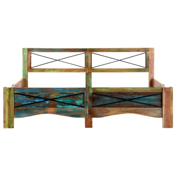 vidaXL Bed Frame Multicolor Solid Reclaimed Wood 63x79 in Durable - Image 15