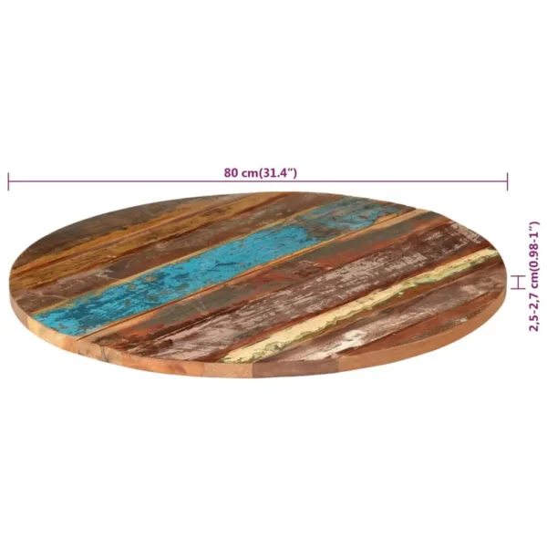 vidaXL Table Top Multicolour Solid reclaimed wood 31.5 in Diameter - Image 19