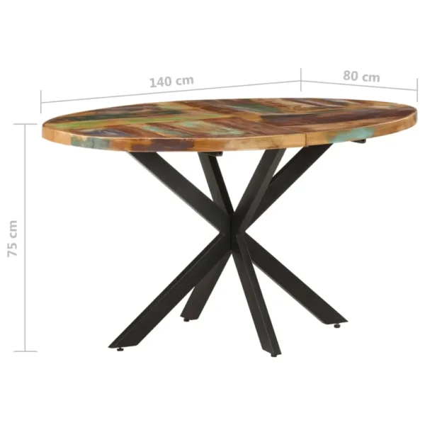  Dining Table Multicolor Solid Reclaimed Wood Medium Durable - Image 15