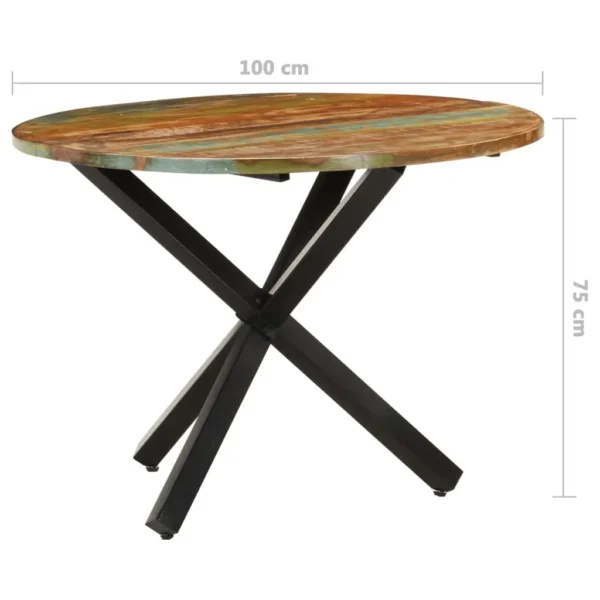 Dining Table Multicolor Solid reclaimed wood, Powder-coated steel - Image 13