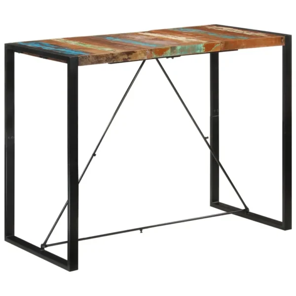 Bar Table Multicolour Reclaimed wood, iron 55.1x27.6x43.3 in - Image 9