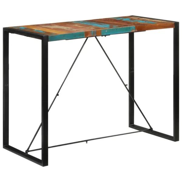 Bar Table Multicolour Reclaimed wood, iron 55.1x27.6x43.3 in - Image 10