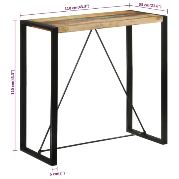Bar Table Multicolor Solid reclaimed wood and iron Medium Durable - Image 7