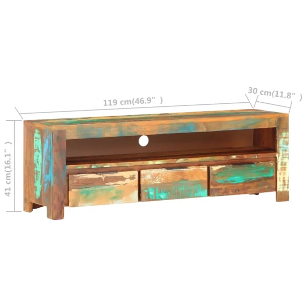 vidaXL TV Cabinet Multicolor Solid reclaimed wood Medium TV Cabinet - Image 8