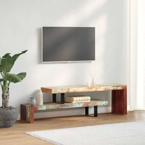  TV Stand Multicolour Solid Reclaimed Wood Medium - Image 21