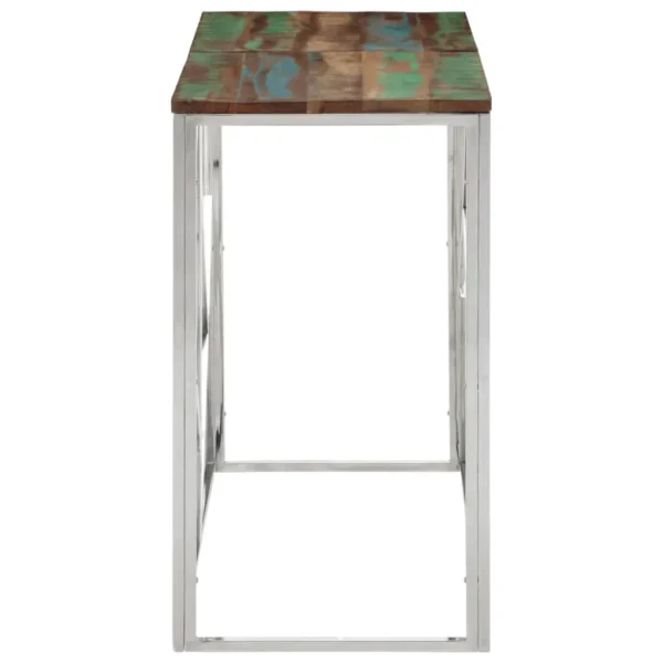 vidaXL Console Table Silver, Varies Stainless steel, Solid reclaimed wood - Image 3