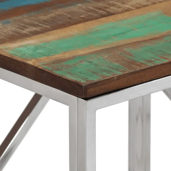 vidaXL Console Table Silver, Varies Stainless steel, Solid reclaimed wood - Image 4