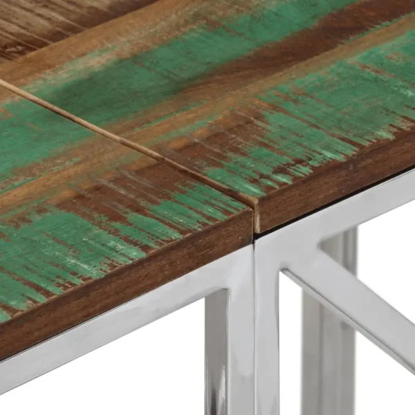 vidaXL Console Table Silver, Varies Stainless steel, Solid reclaimed wood - Image 5