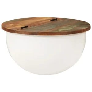 vidaXL Coffee Table White Solid reclaimed wood, powder-coated steel Medium