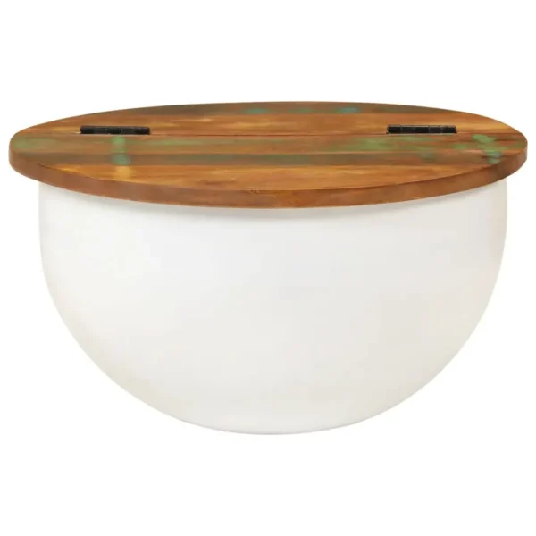 vidaXL Coffee Table White Solid reclaimed wood, powder-coated steel Medium - Image 2