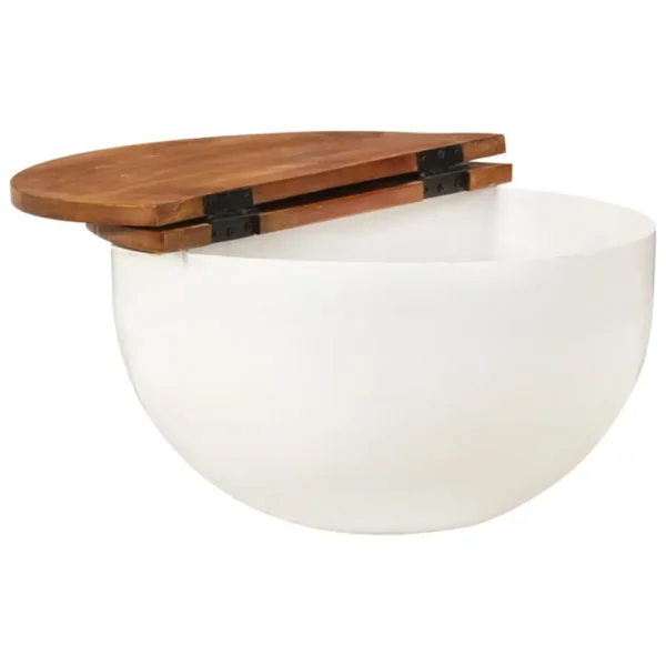 vidaXL Coffee Table White Solid reclaimed wood, powder-coated steel Medium - Image 3