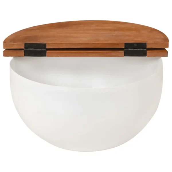 vidaXL Coffee Table White Solid reclaimed wood, powder-coated steel Medium - Image 4