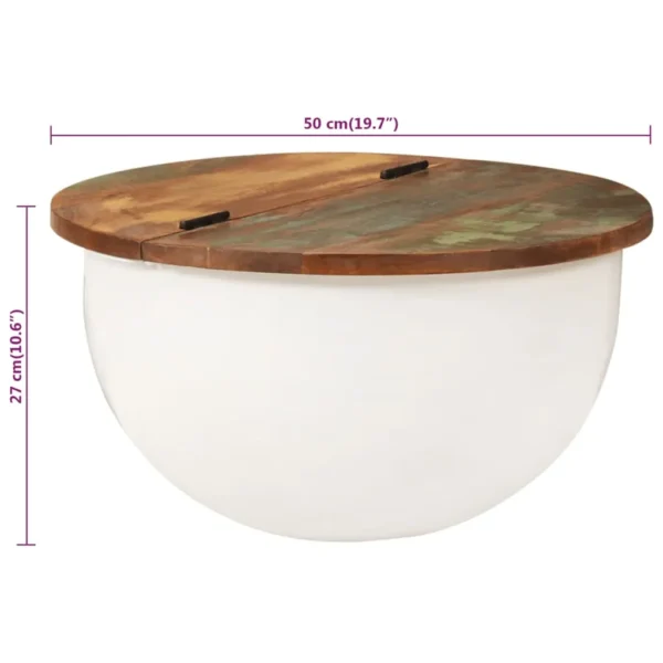 vidaXL Coffee Table White Solid reclaimed wood, powder-coated steel Medium - Image 8