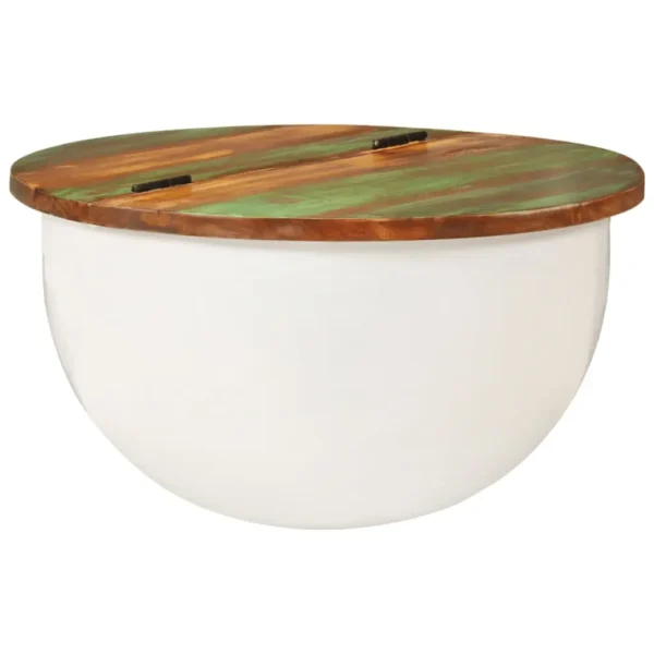 vidaXL Coffee Table White Solid reclaimed wood, powder-coated steel Medium - Image 9